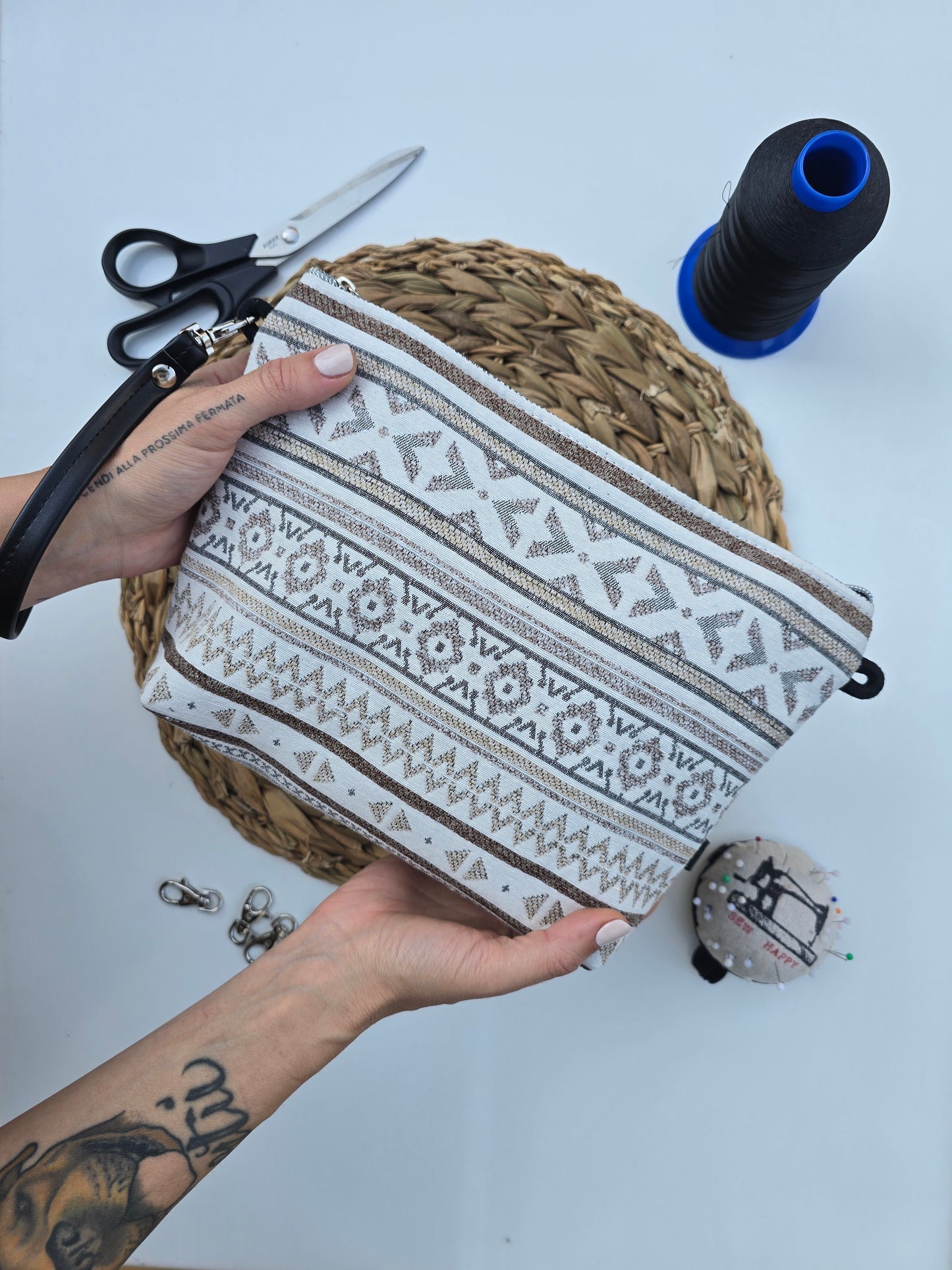 MAXI POCHETTE boho beige/grigio