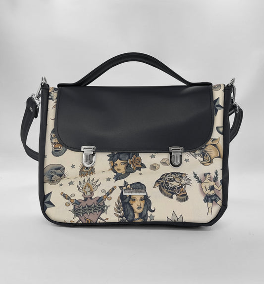 "DOTTY" VEGAN midi SIMILPELLE nero/tattoo beige