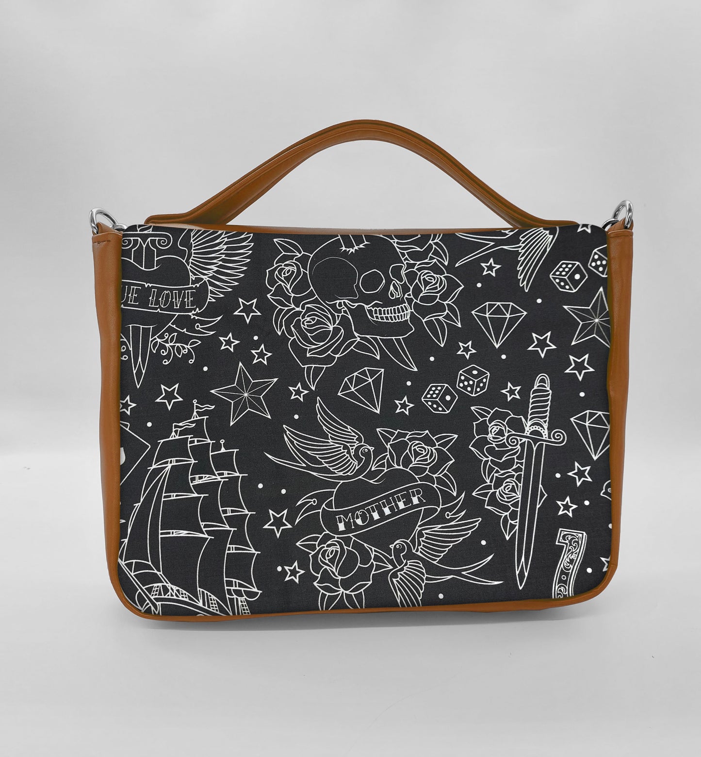 "DOTTY" VEGAN midi SIMILPELLE cuoio/tattoo black