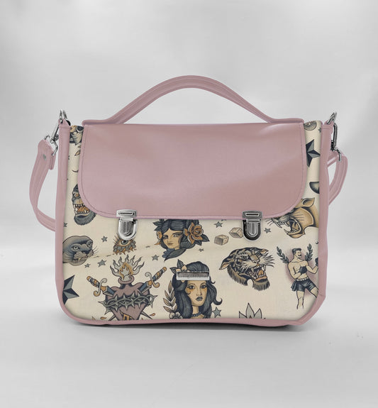 "DOTTY" VEGAN midi SIMILPELLE rosa antico/tattoo beige
