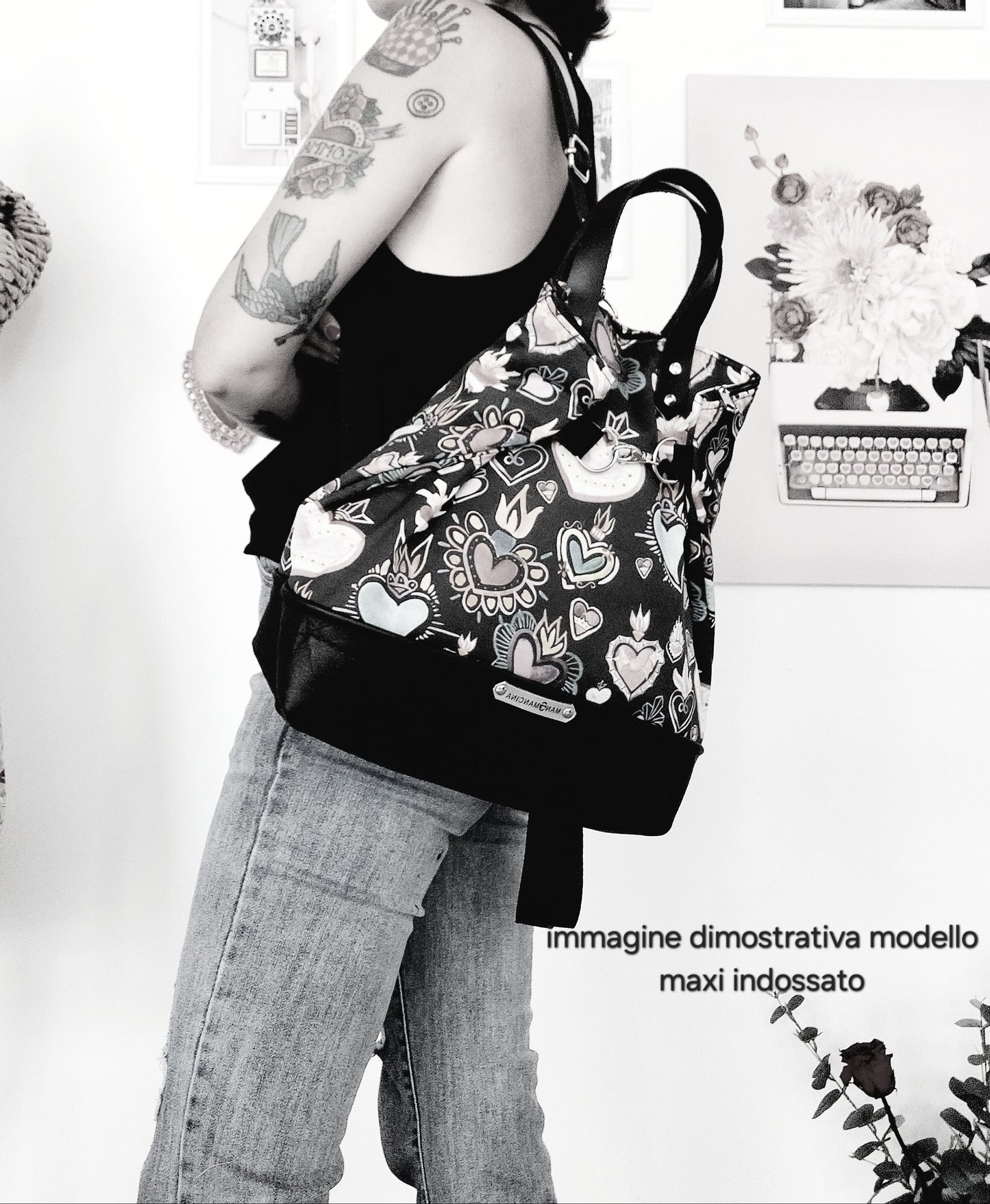 BORSA ZAINO 3 IN 1 cuoio / tattoo grigio