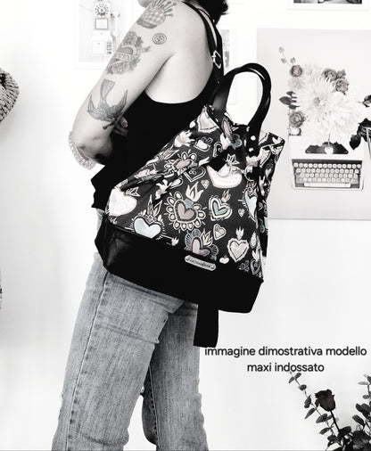 BORSA ZAINO 3 IN 1 cuoio / tattoo grigio