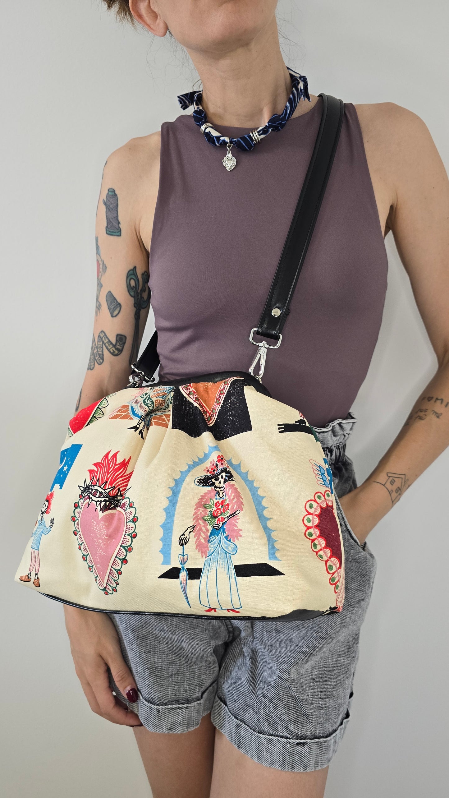 BORSA CLIC CLAC tracolla regolabile  nero/ex voto