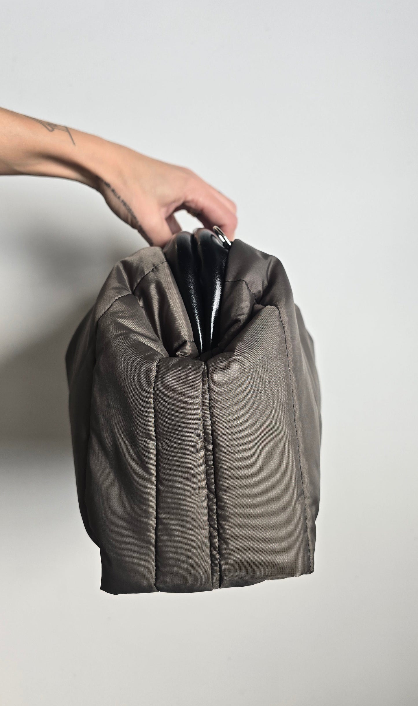 BORSA CLIC CLAC tracolla regolabile nero/ trapuntato verde militare