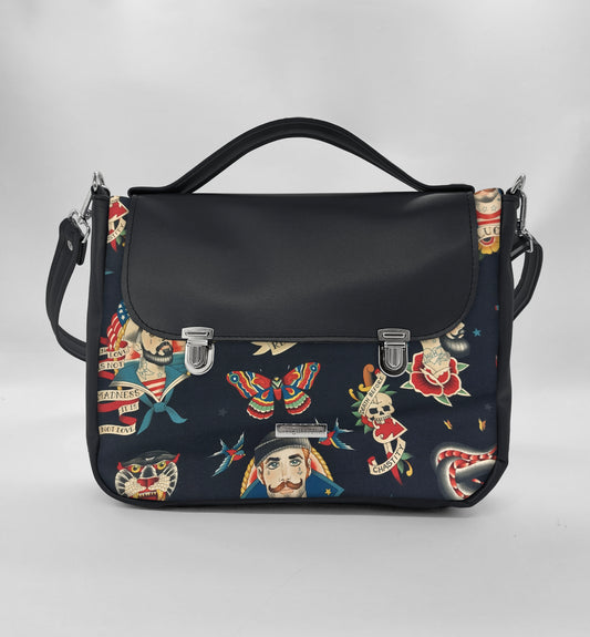 "DOTTY" VEGAN midi SIMILPELLE nero/sailor