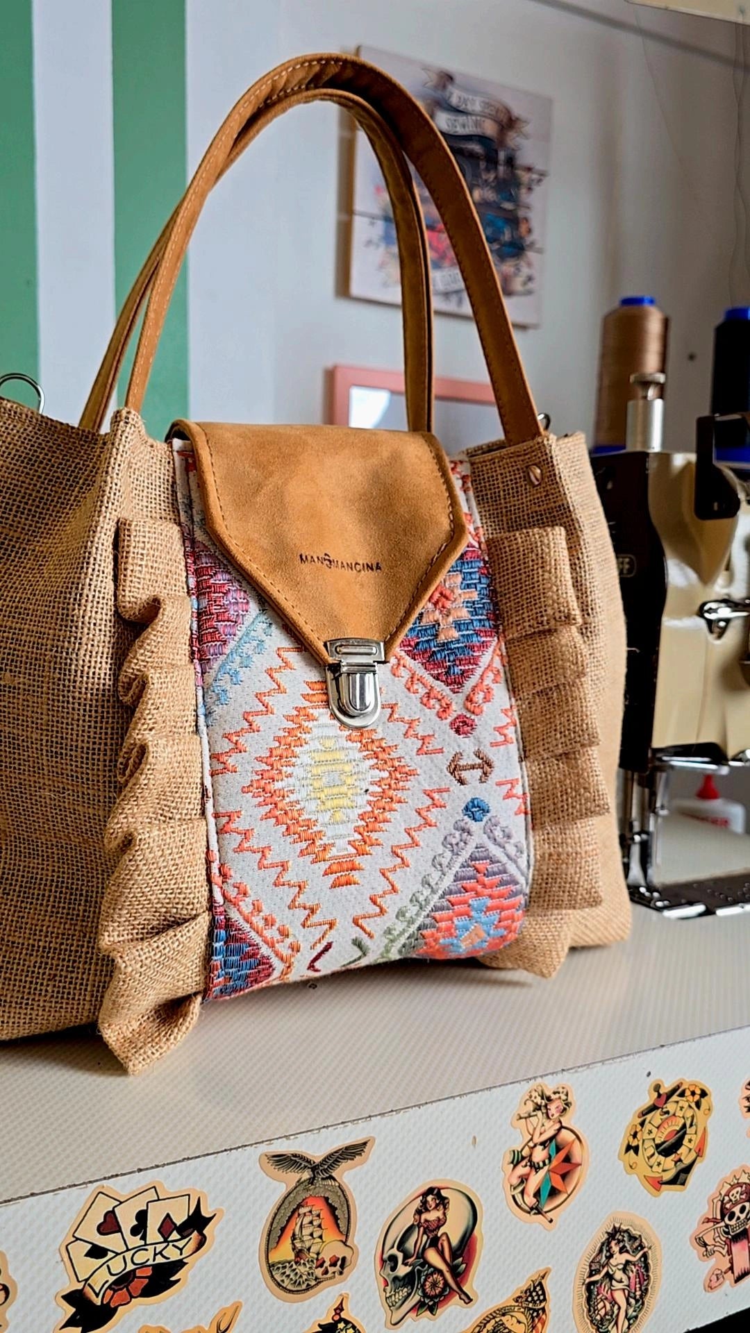 L'ARTIGIANA - EDIZIONE LIMITATA juta/similsuede/rouches boho2 PEZZO UNICO