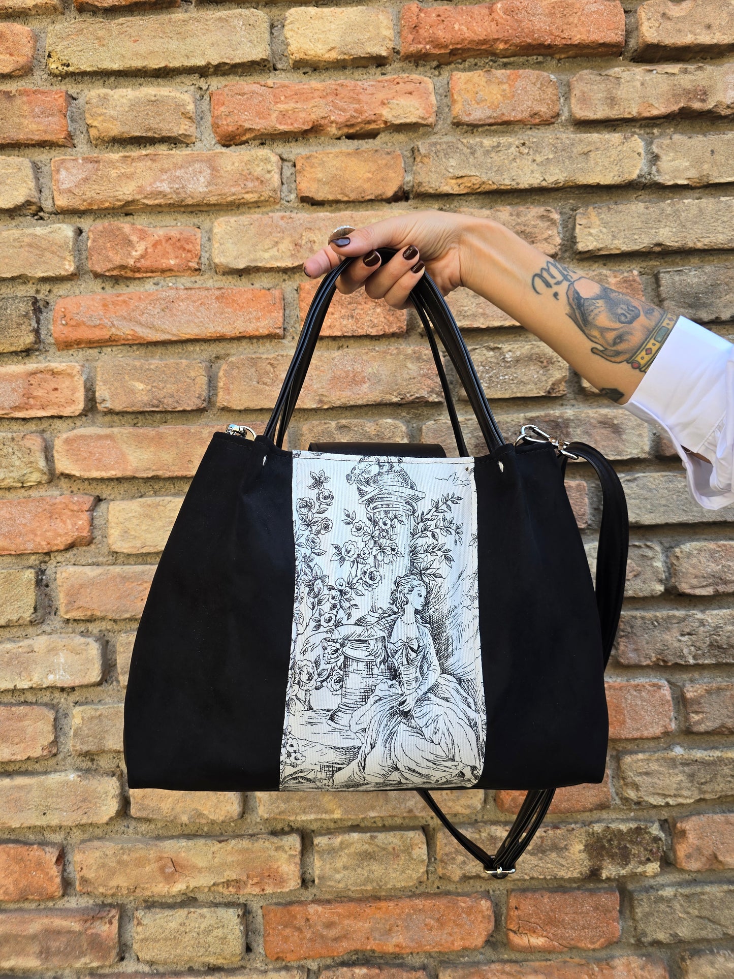 L'ARTIGIANA - nero/toile de jouy bianco