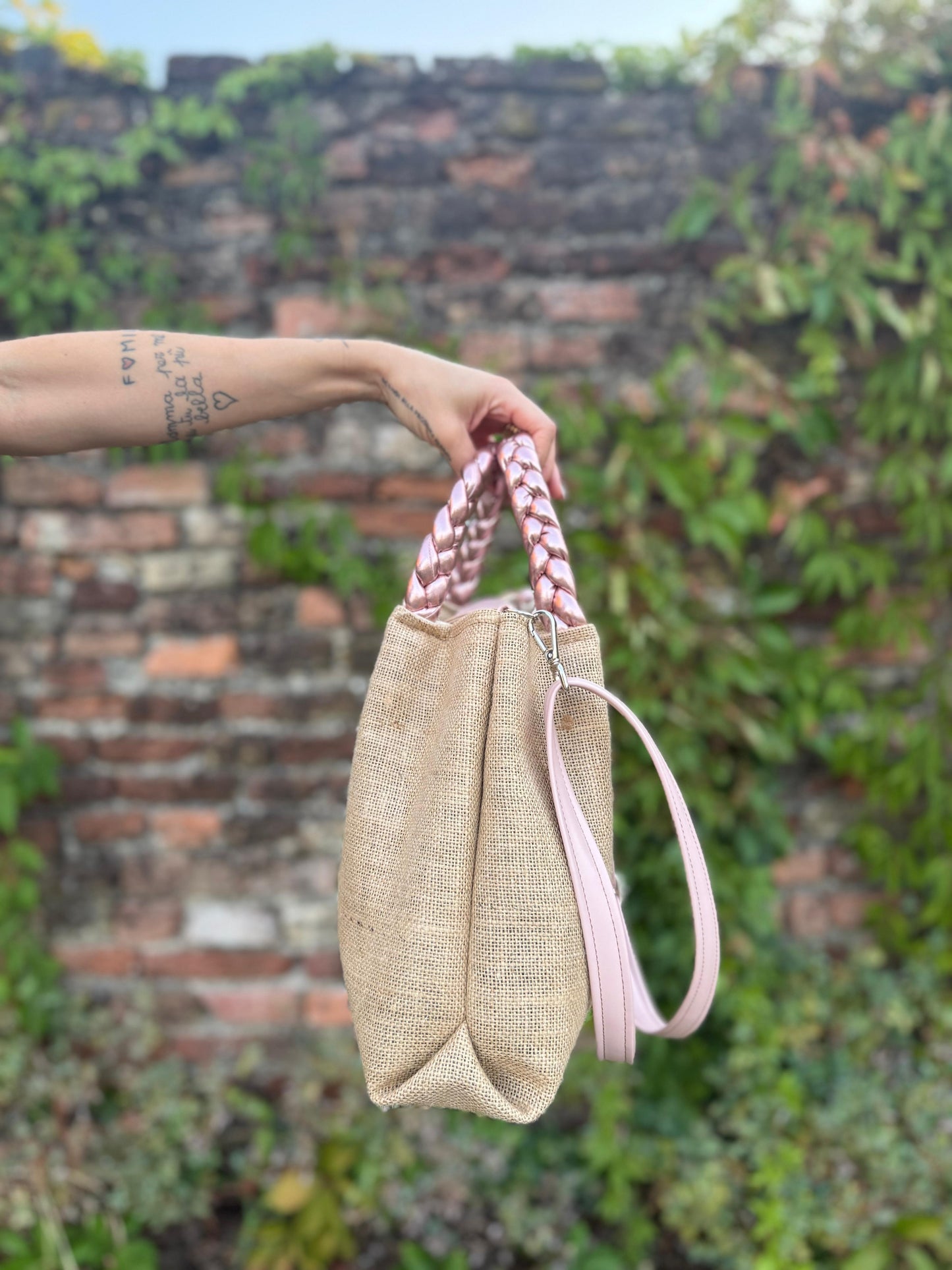 L'ARTIGIANA - juta naturale/rosa antico