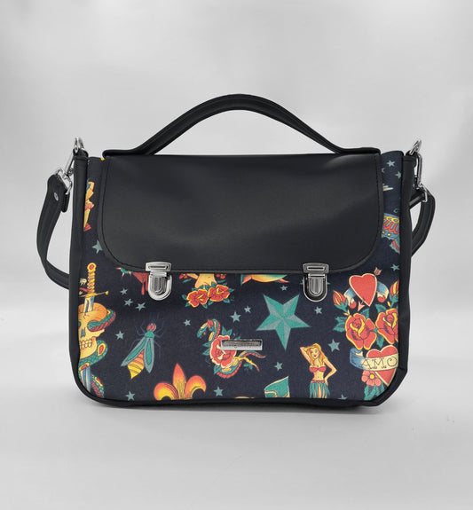 "DOTTY" VEGAN midi SIMILPELLE nero/tattoo one