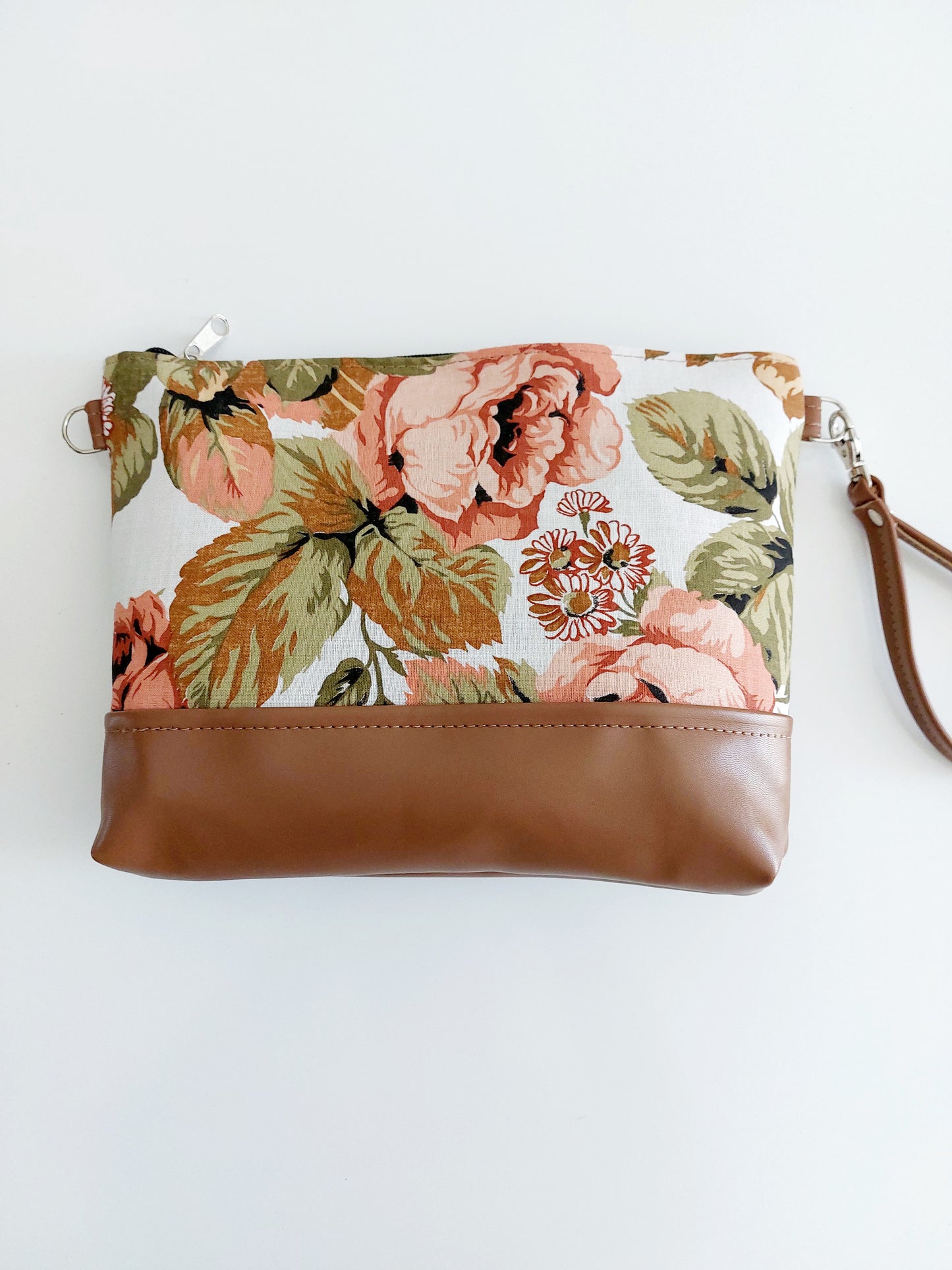 "POSCÈ" pochette in similpelle cuoio/flowers 2