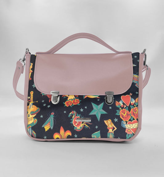 "DOTTY" VEGAN midi SIMILPELLE rosa antico/tattoo one