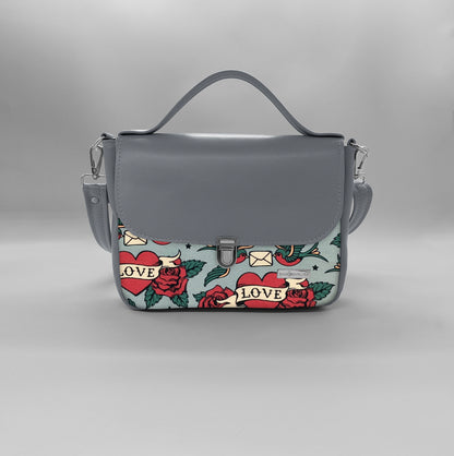 "DOTTY" VEGAN mini SIMILPELLE grigio / rondini love