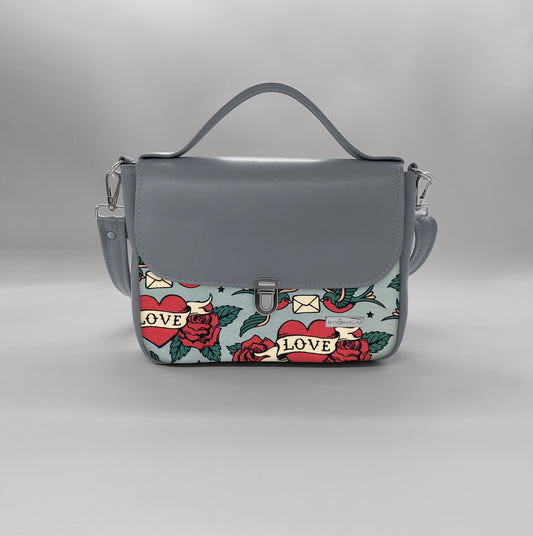 "DOTTY" VEGAN mini SIMILPELLE grigio / rondini love