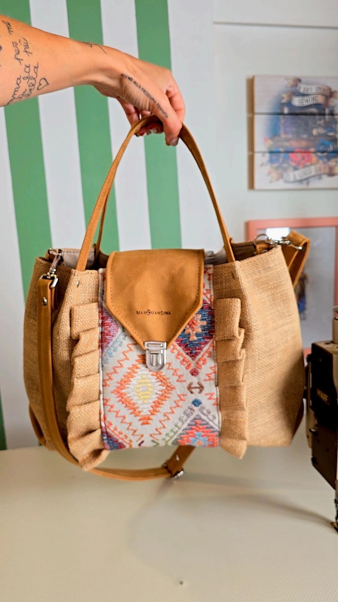L'ARTIGIANA - EDIZIONE LIMITATA juta/similsuede/rouches boho2 PEZZO UNICO