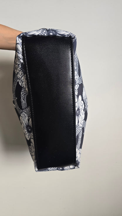 BORSA CLIC CLAC tracolla regolabile nero/fiori serpenti