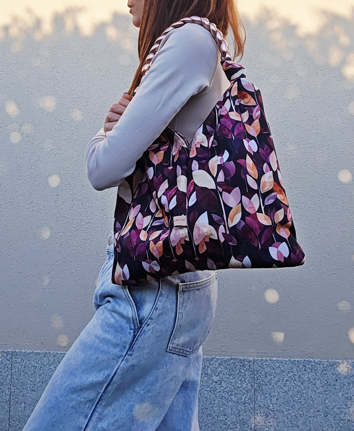 KNOT BAG foglie/rosa