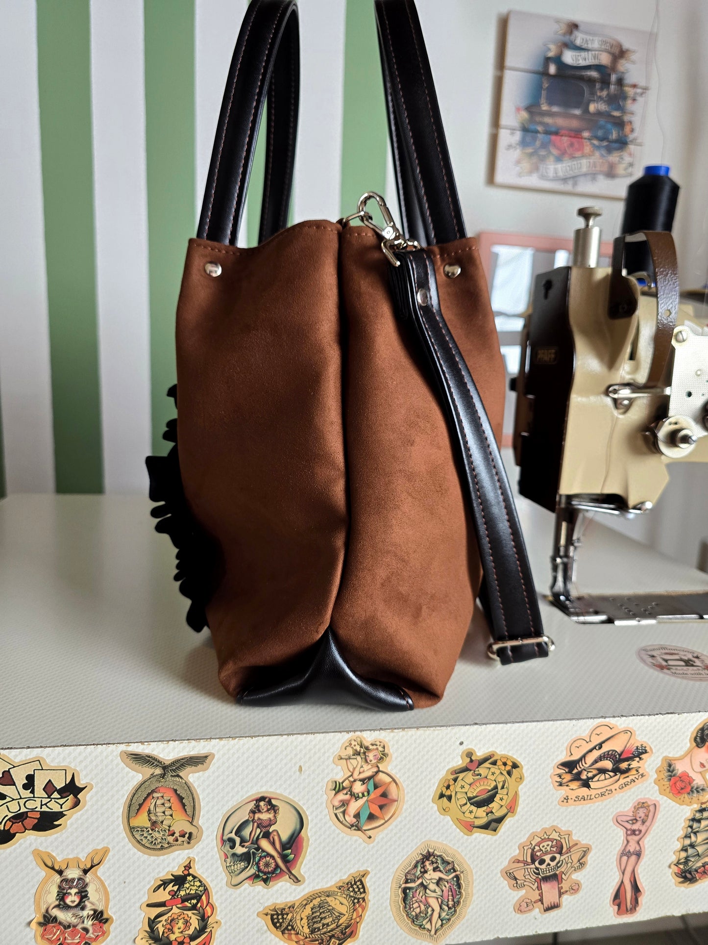 L'ARTIGIANA - similsuede caffe/nero/rouches stampa animal