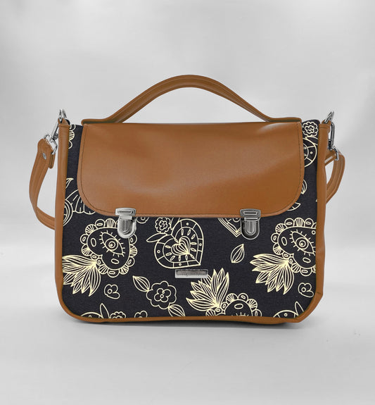 "DOTTY" VEGAN midi SIMILPELLE cuoio/ex voto nero