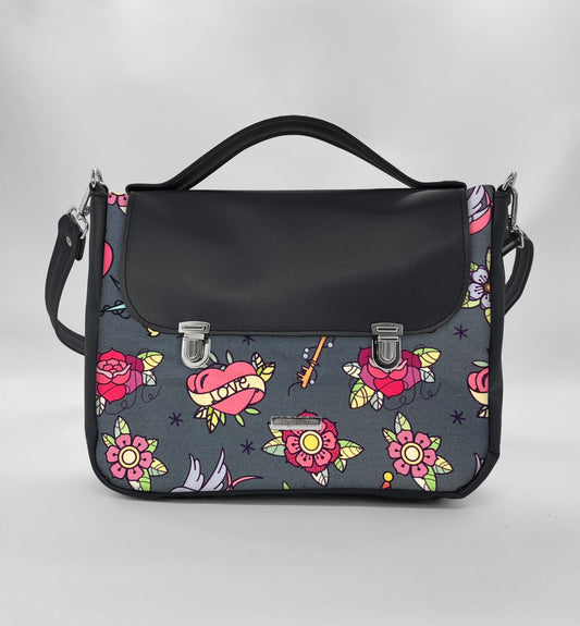 "DOTTY" VEGAN midi SIMILPELLE nero/ love pink