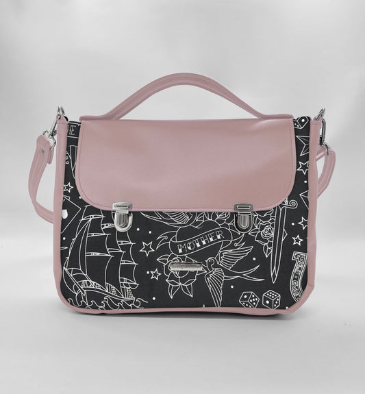 "DOTTY" VEGAN midi SIMILPELLE rosa antico/tattoo black