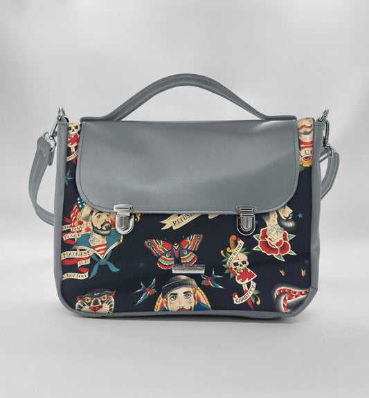 "DOTTY" VEGAN midi SIMILPELLE grigio/sailor