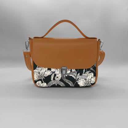 "DOTTY" VEGAN mini SIMILPELLE cuoio / fiori serpenti