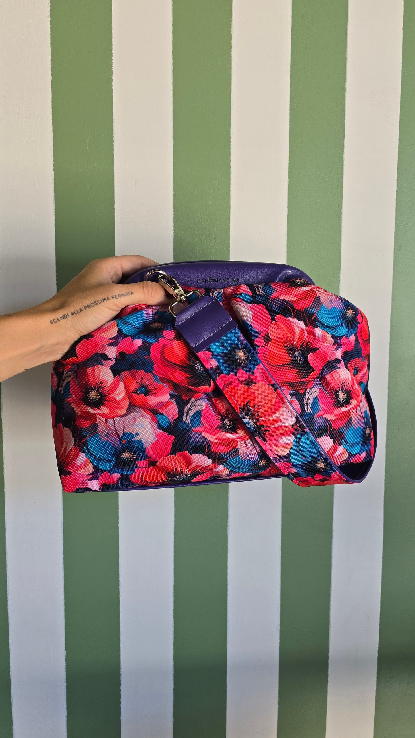 BORSA CLIC CLAC viola / fiori