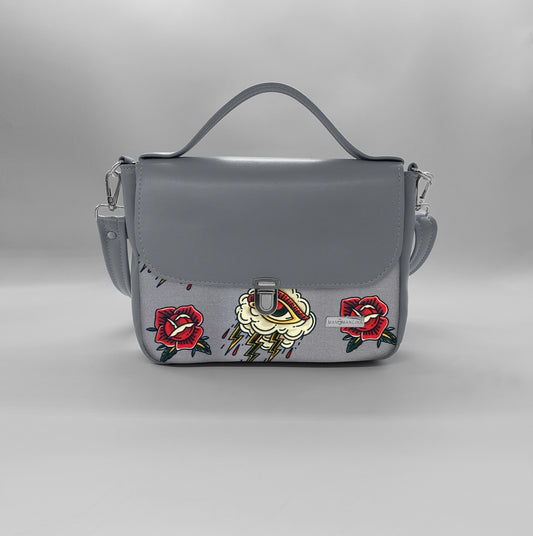 "DOTTY" VEGAN mini SIMILPELLE grigio / tattoo grigio