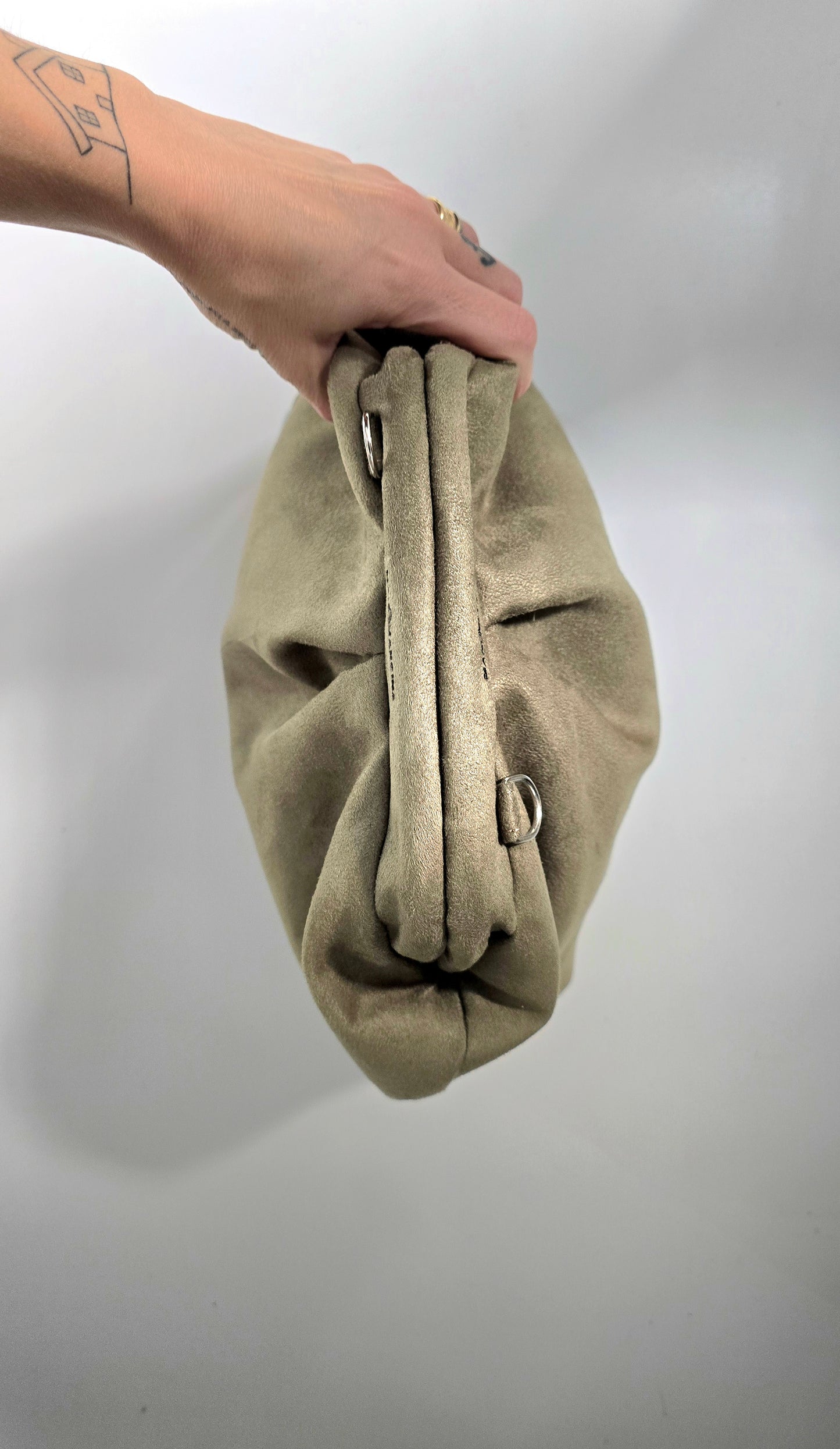 BORSA CLIC CLAC tracolla regolabile- simil suede verde militare