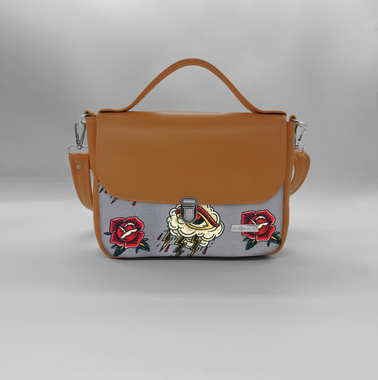 "DOTTY" VEGAN mini SIMILPELLE cuoio / tattoo grigio