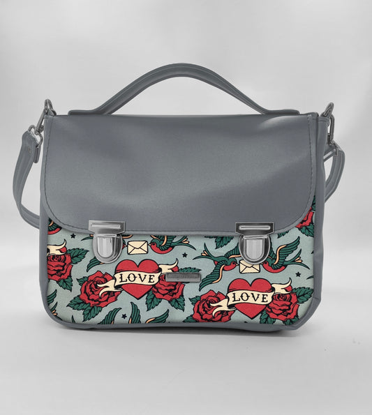 "DOTTY" VEGAN maxi SIMILPELLE grigio/ rondini love