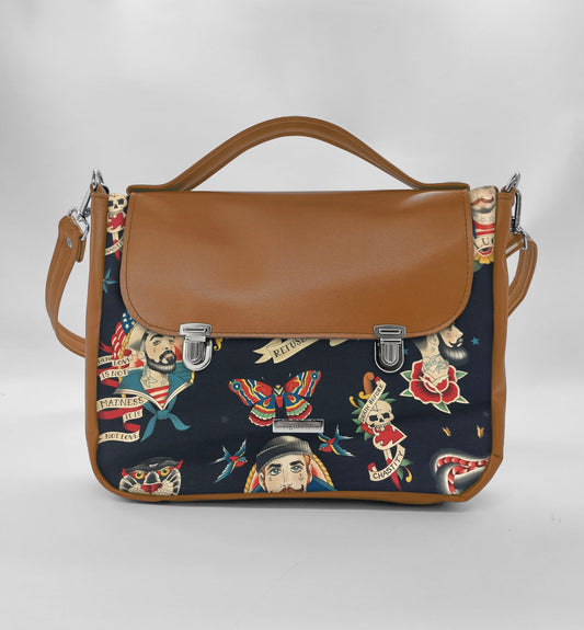 "DOTTY" VEGAN midi SIMILPELLE cuoio/sailor