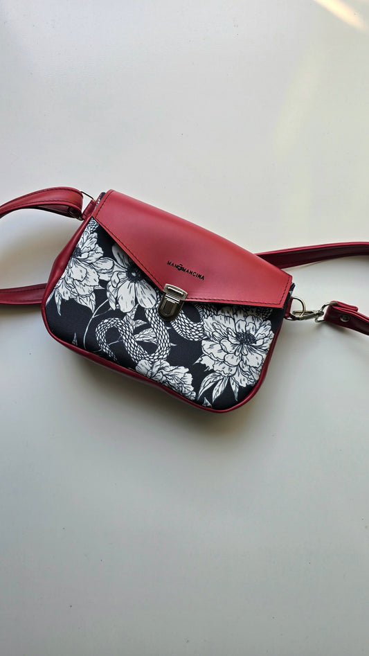 MARSUPIELLO large bordeaux / fiori serpenti