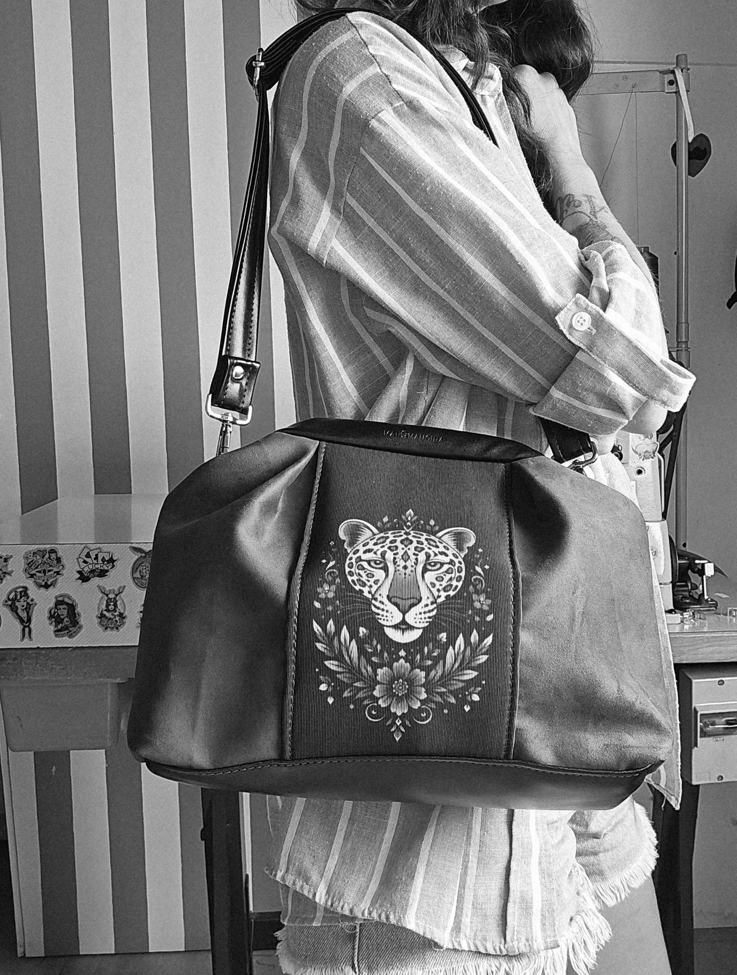 CLIC CLAC similsuede caffe/nero/rouches stampa animal