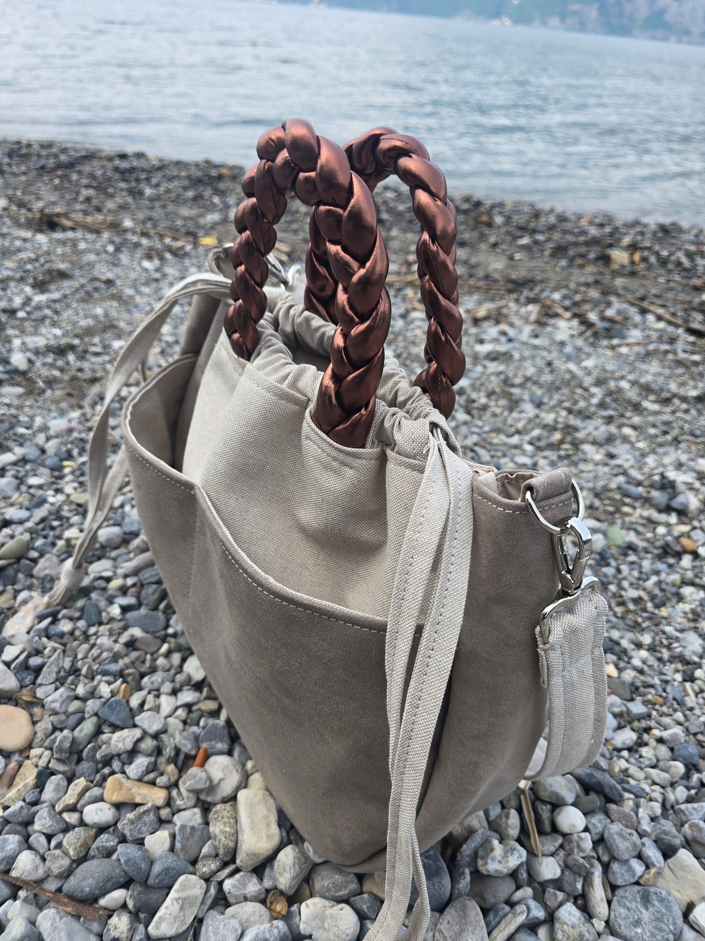 "L'ORGANIZZATA" corda chiaro/ similsuede tortora