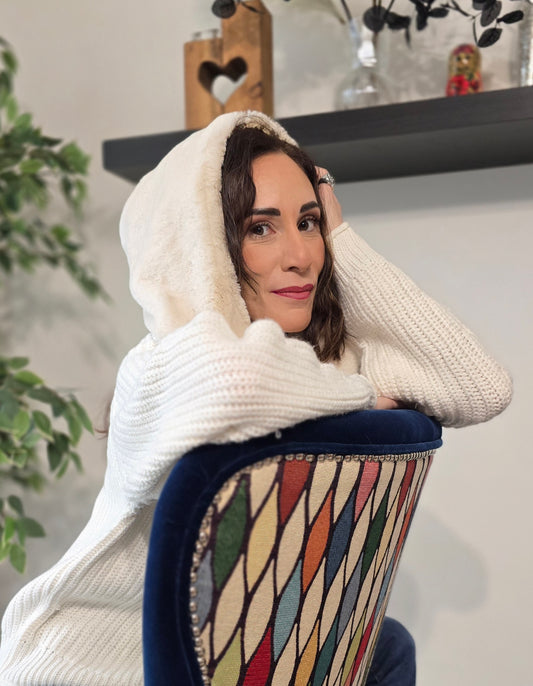 BALACLAVA ecopelliccia panna/interno ex voto beige