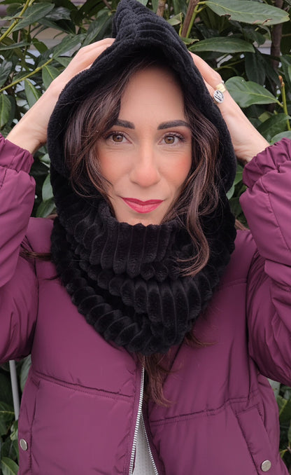 BALACLAVA ecopelliccia a costoni nero