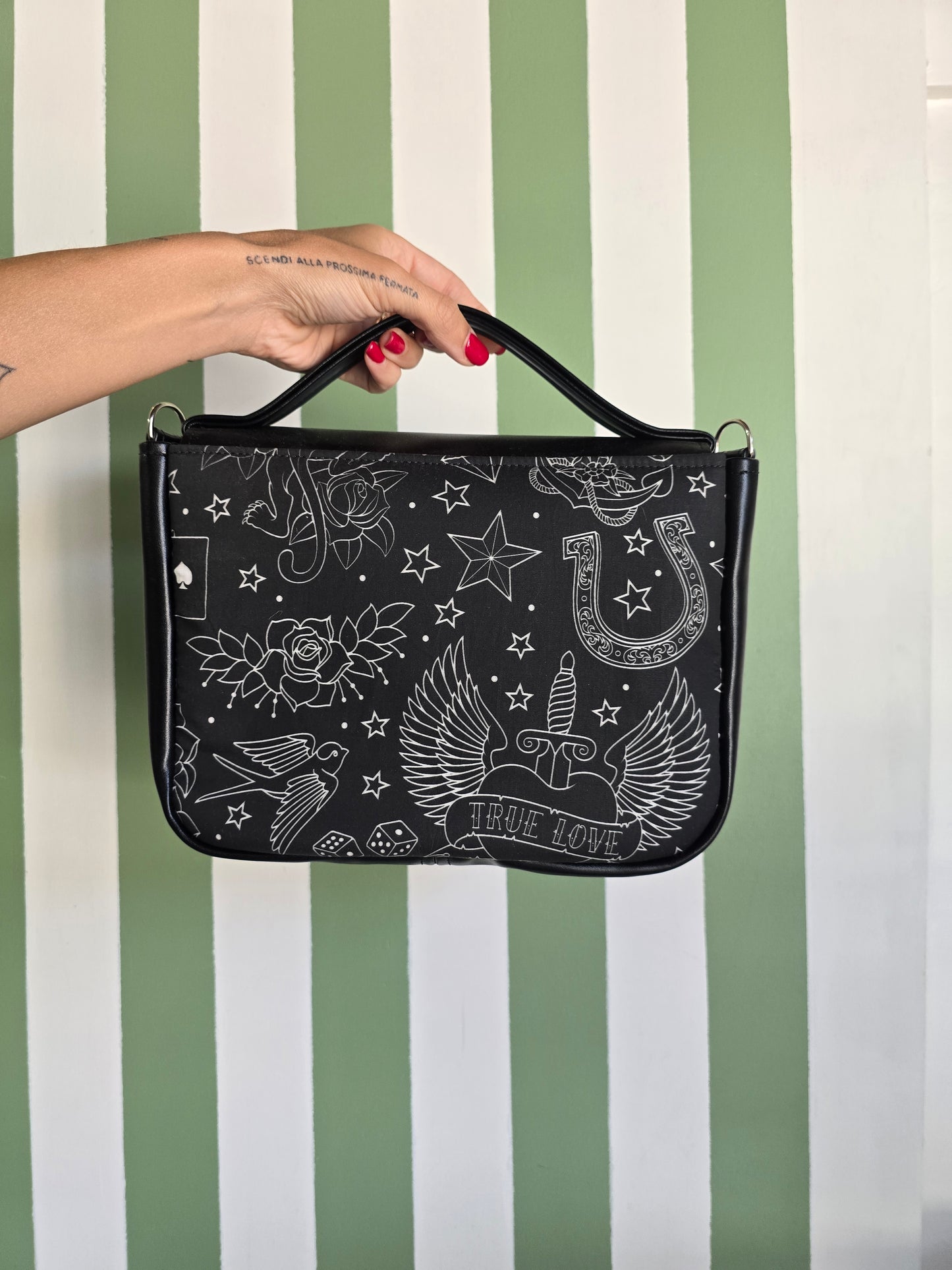 "DOTTY" VEGAN mini SIMILPELLE nero / tattoo nero