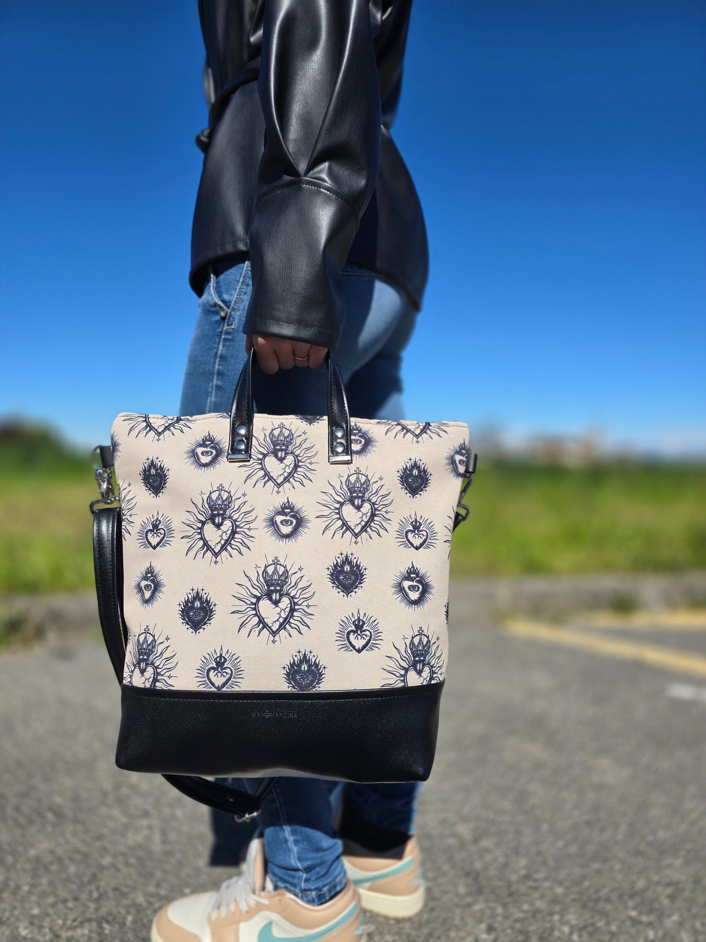 BORSA ZAINO 3 IN 1 NERO / ex voto new beige