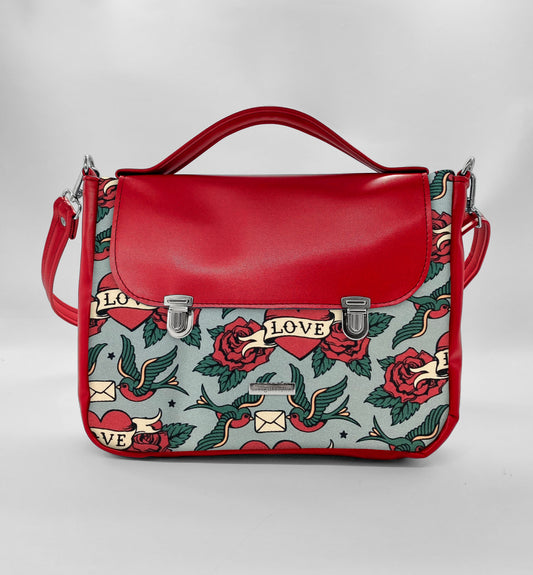 "DOTTY" VEGAN midi SIMILPELLE rosso/ rondini love