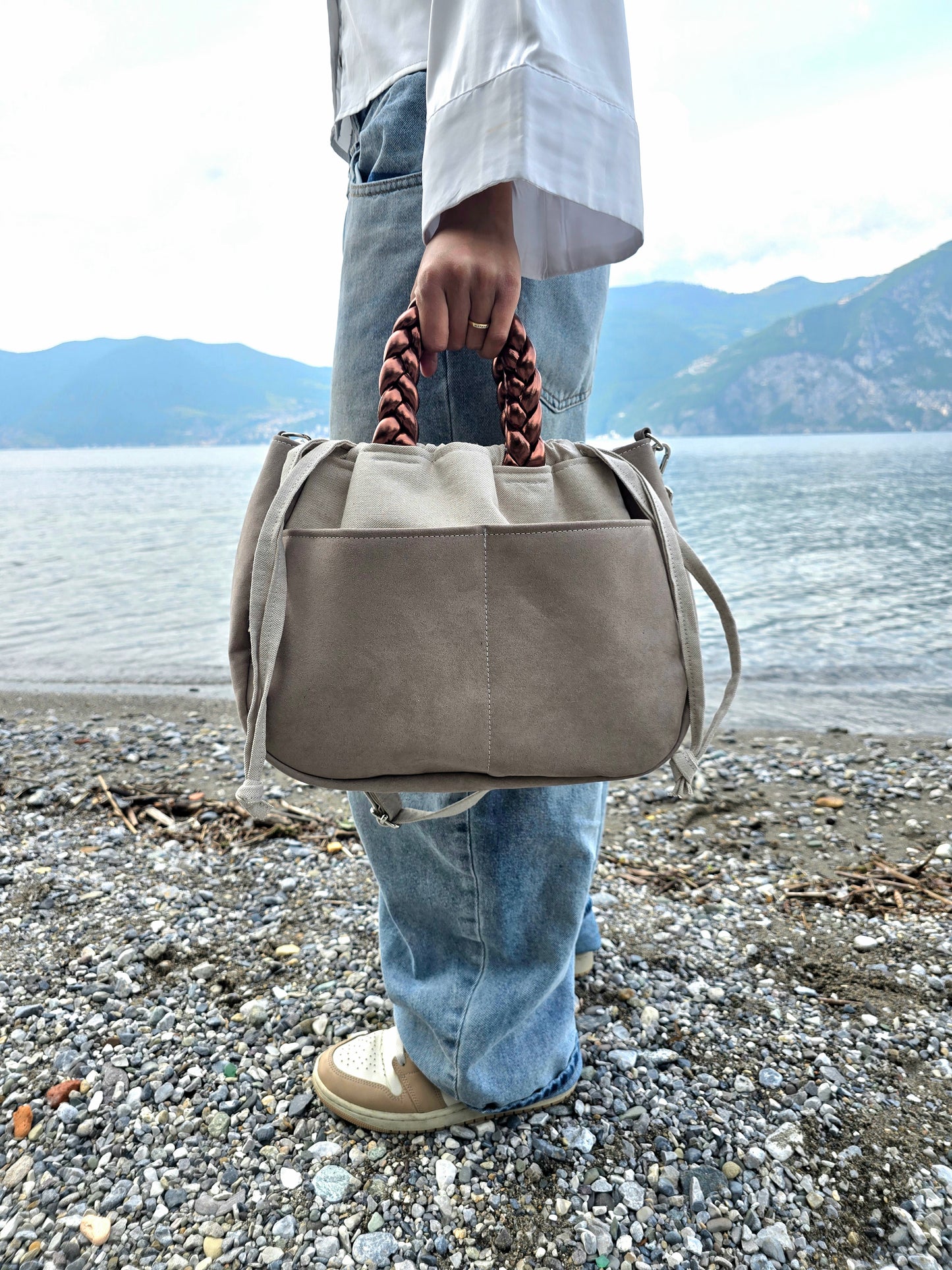 "L'ORGANIZZATA" corda chiaro/ similsuede tortora