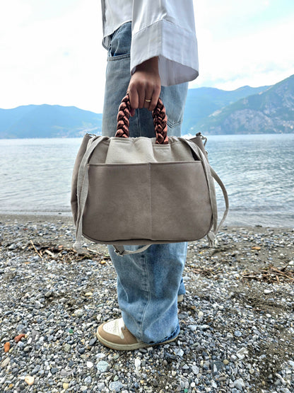 "L'ORGANIZZATA" corda chiaro/ similsuede tortora