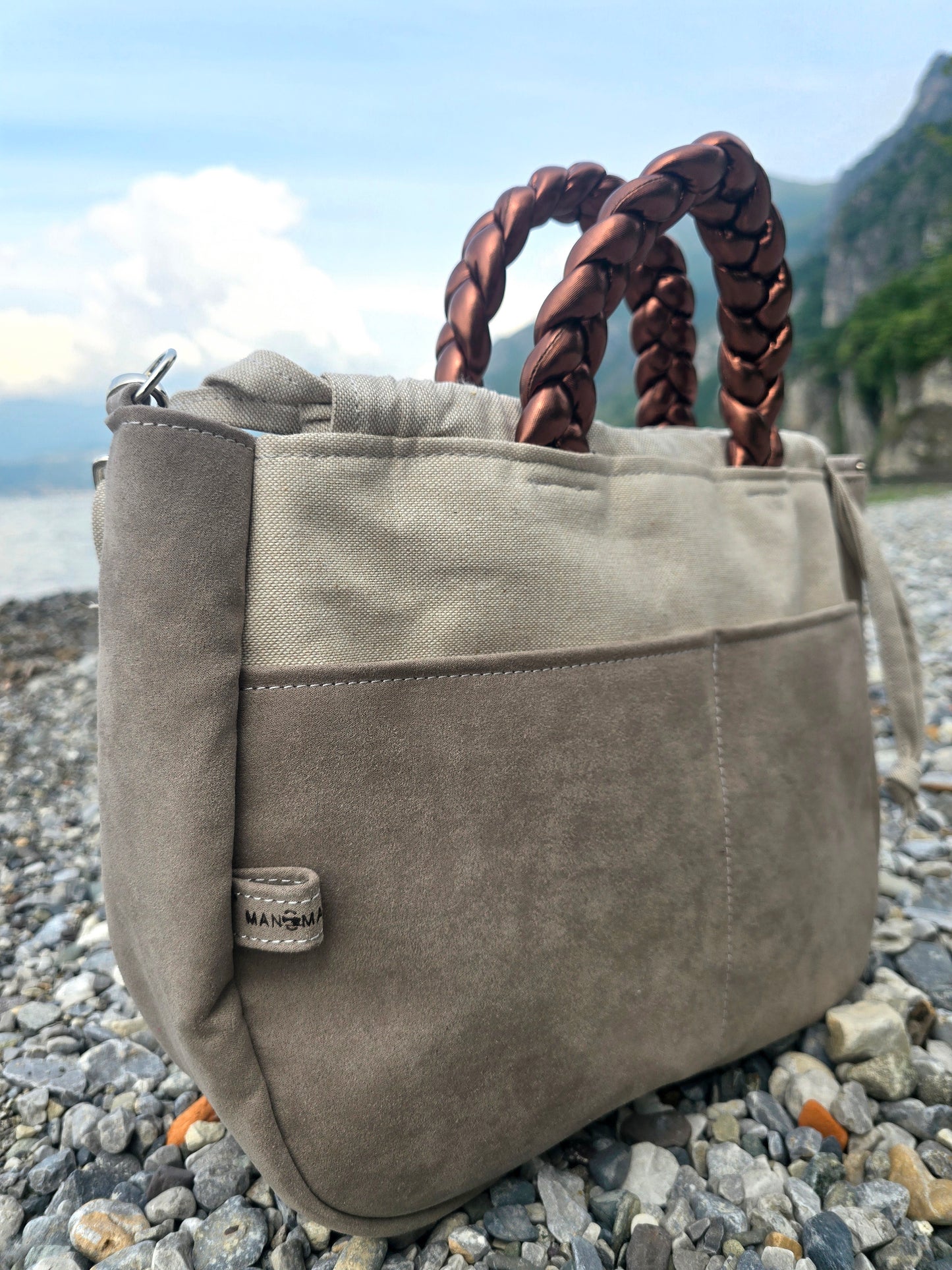"L'ORGANIZZATA" corda chiaro/ similsuede tortora
