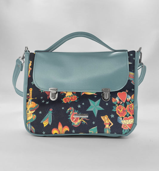"DOTTY" VEGAN midi SIMILPELLE verde pastello/ tattoo one