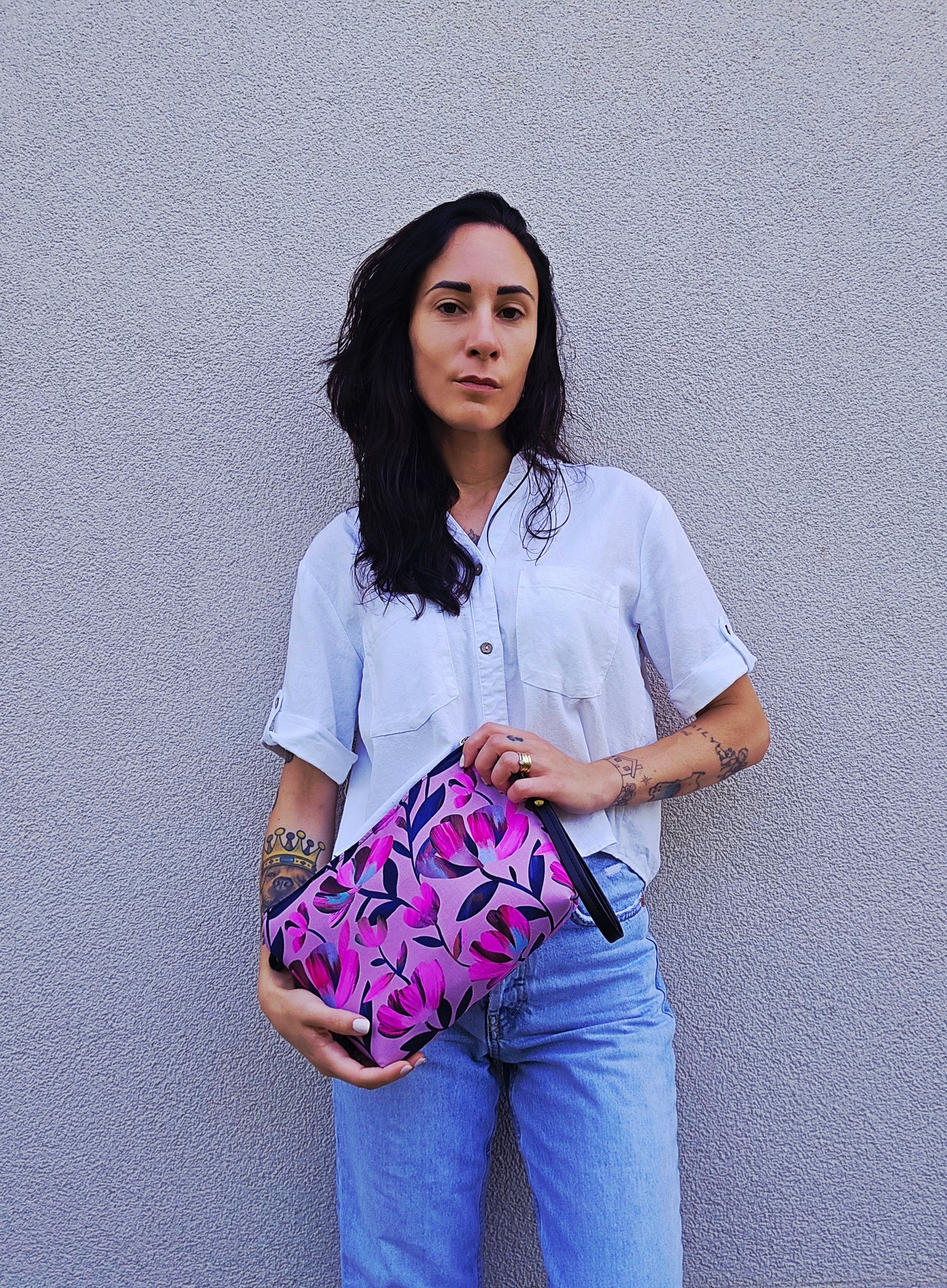 MAXI POCHETTE fiori fucsia