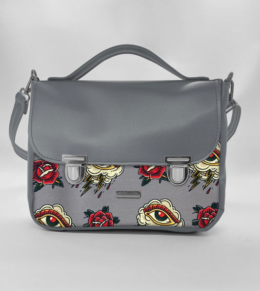 "DOTTY" VEGAN maxi SIMILPELLE grigio/ tattoo grigio