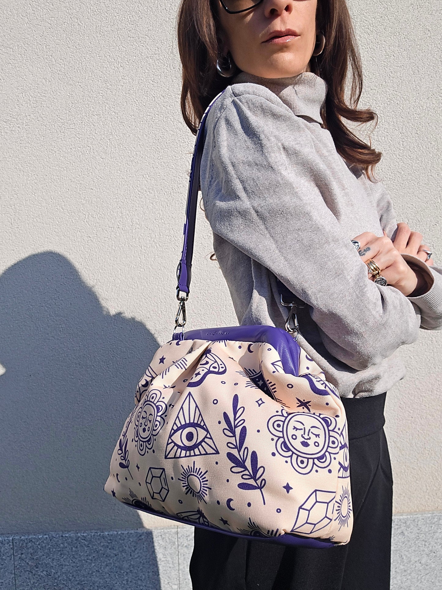 BORSA CLIC CLAC viola / tattoo beige viola