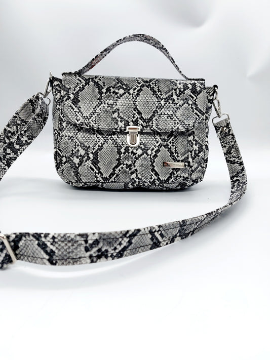 "DOTTY" VEGAN mini SIMILPELLE PITONE grigio chiaro