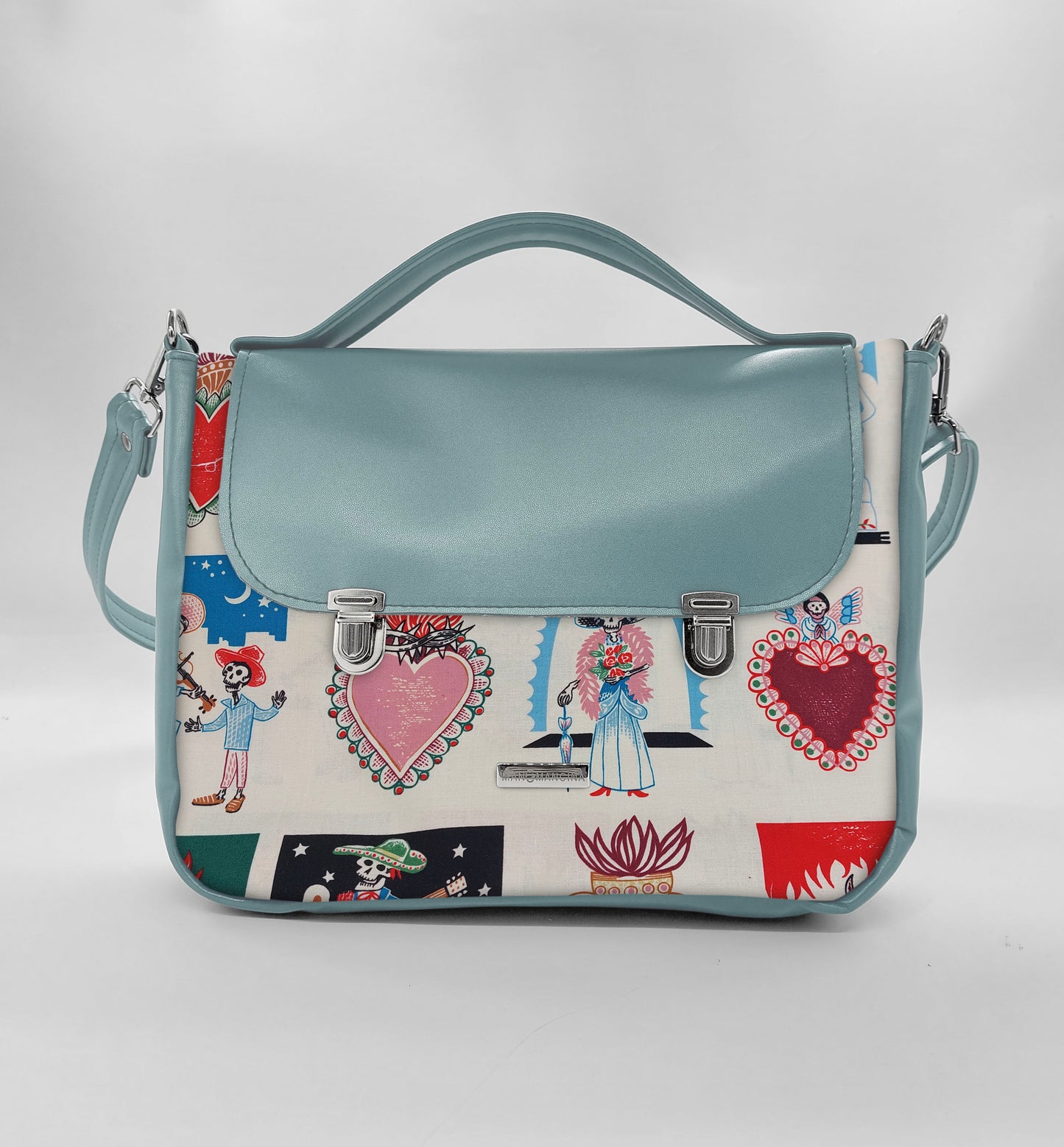 "DOTTY" VEGAN midi SIMILPELLE verde pastello/ex voto beige