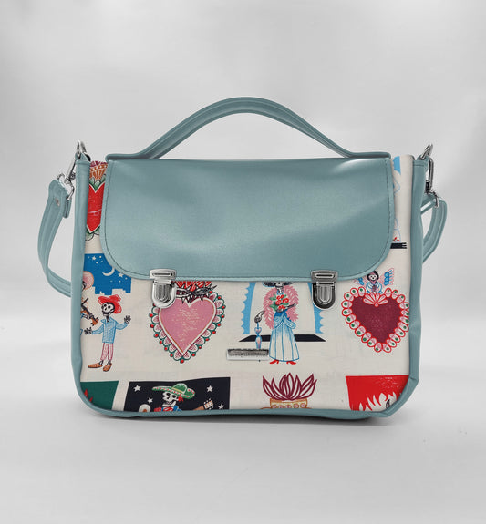 "DOTTY" VEGAN midi SIMILPELLE verde pastello/ex voto beige